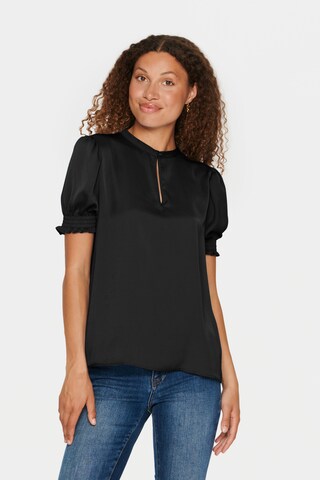 SAINT TROPEZ - Blusa 'Nunni' em preto: frente