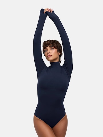 Body modellante 'Clean Longsleeve Turtleneck Sculpting Bodysuit with Slip' di cfab in blu