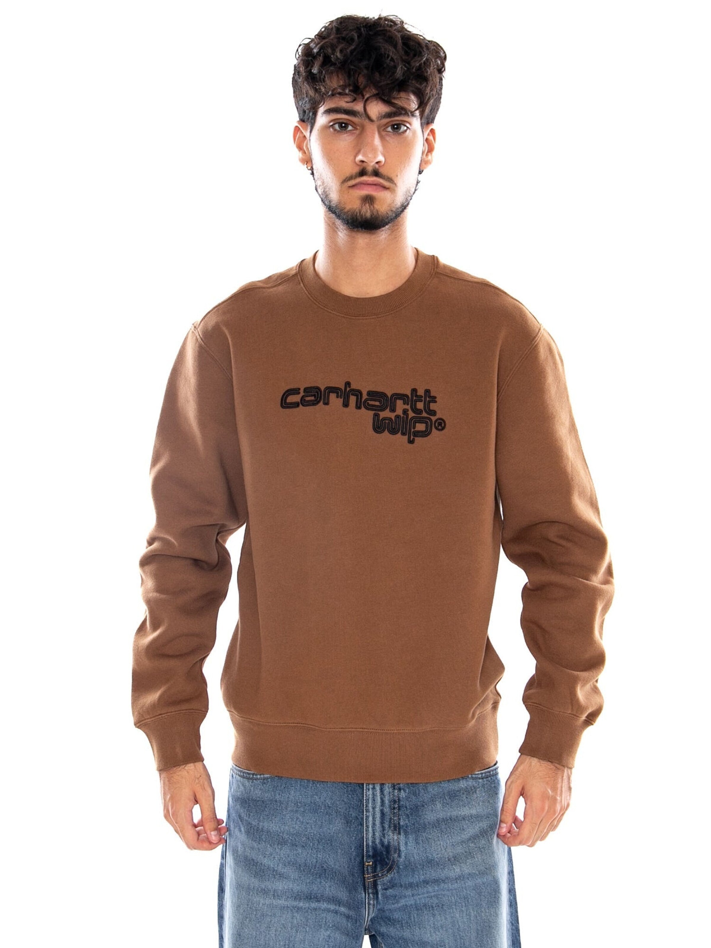 Carhartt WIP Sweatshirt 'WIRELESS SWEAT WIP H BROWN / BLACK' in Bruin