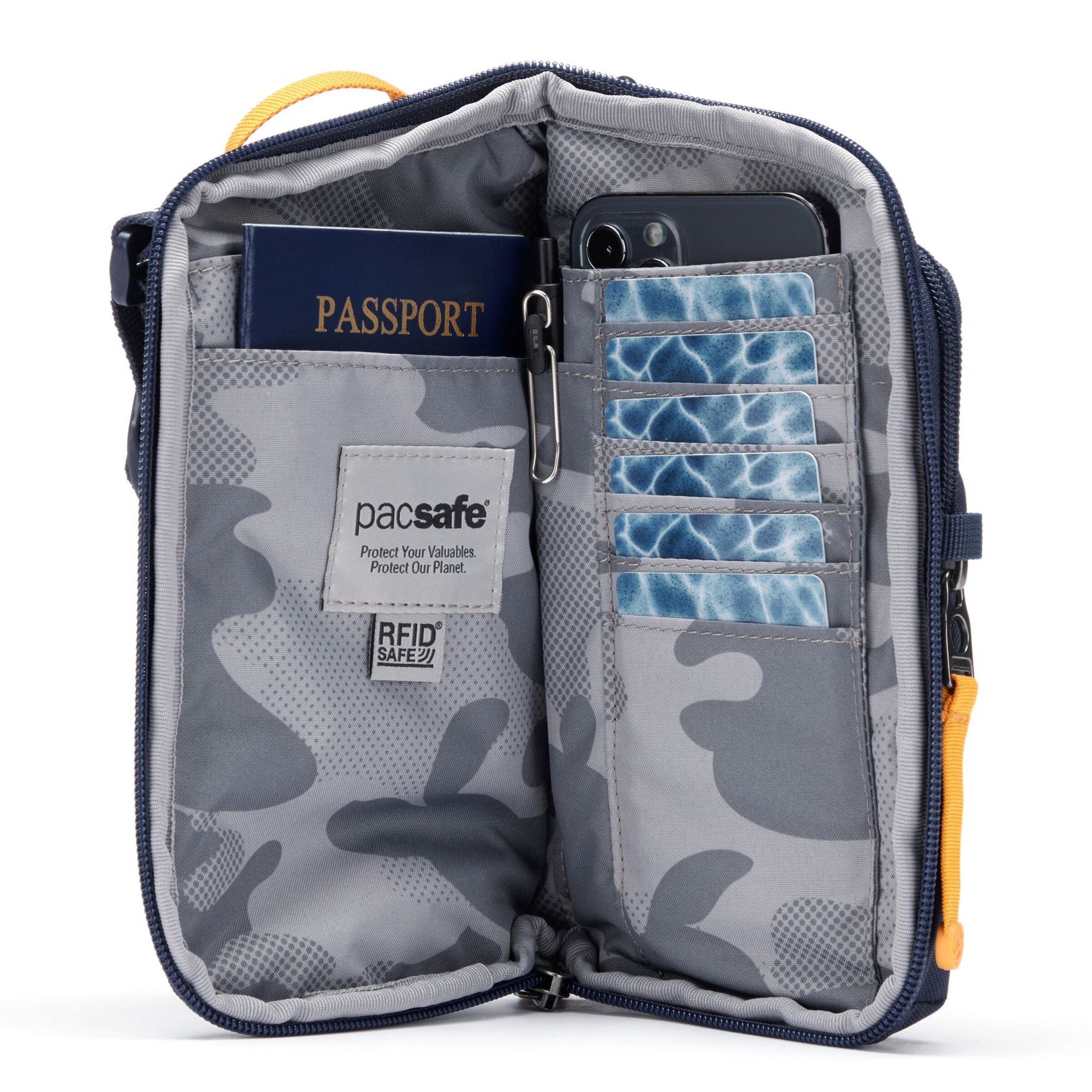 Borsa a tracolla di Pacsafe in blu