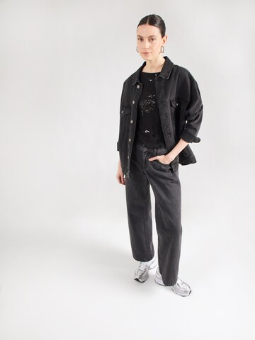 Gina Tricot Топ 'Floral' в Черный