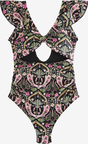 Next Bustier Uimapuku 'Rüschenärmeln' värissä vihreä: etupuoli