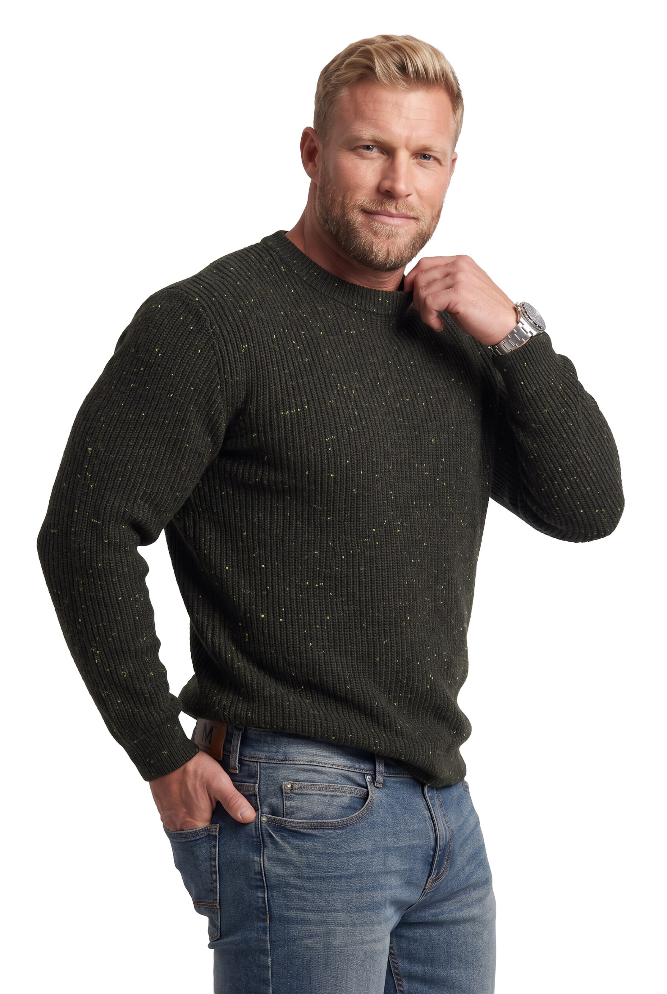 Men Plus Pullover in Grün