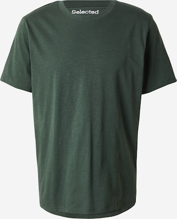 T-Shirt 'SLHaspen' SELECTED en vert : devant