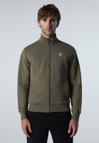 North Sails Zip-Up Hoodie in Green: front