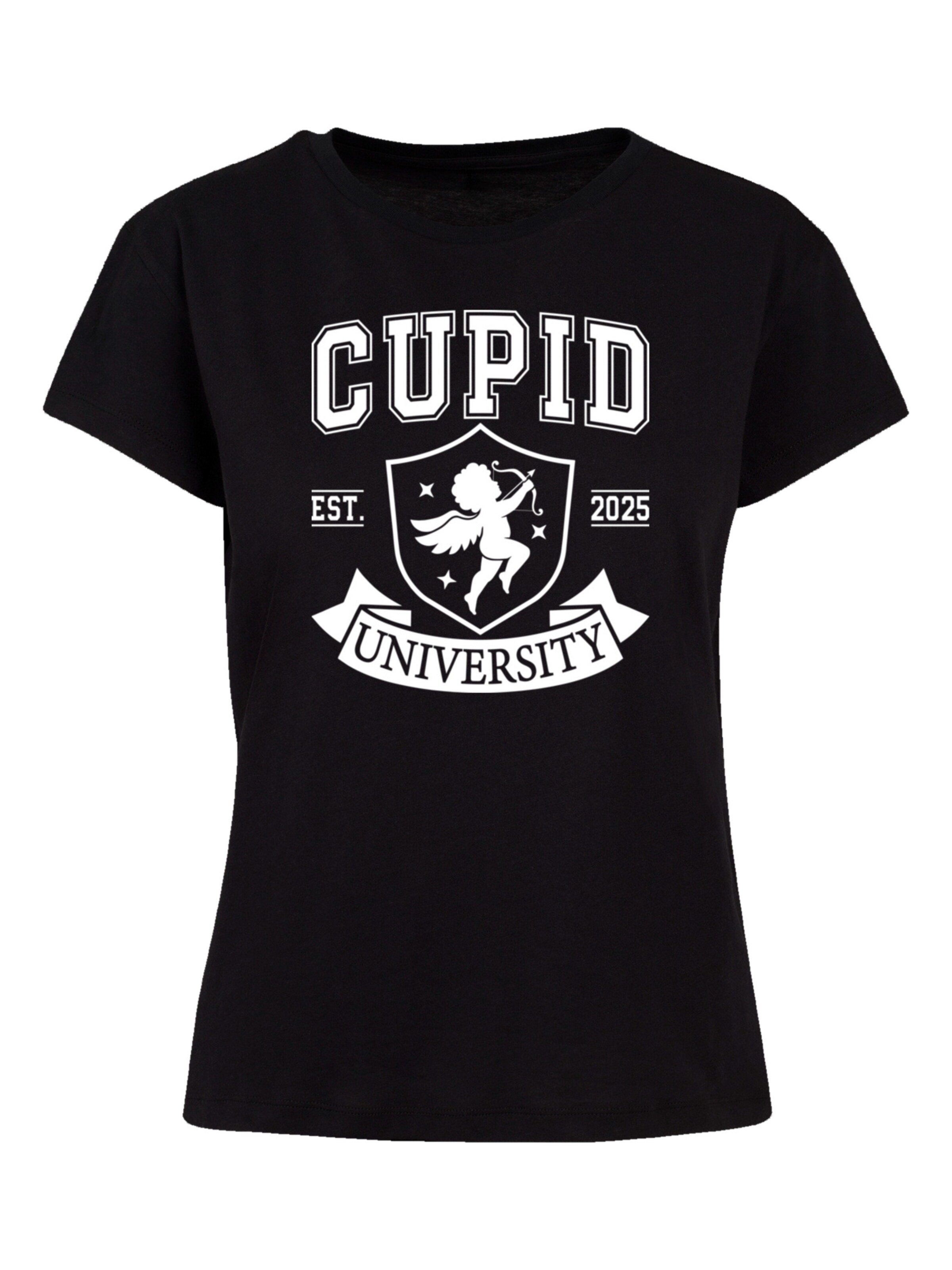 T-shirt 'Cupid University Valentinstag' F4NT4STIC en noir : devant
