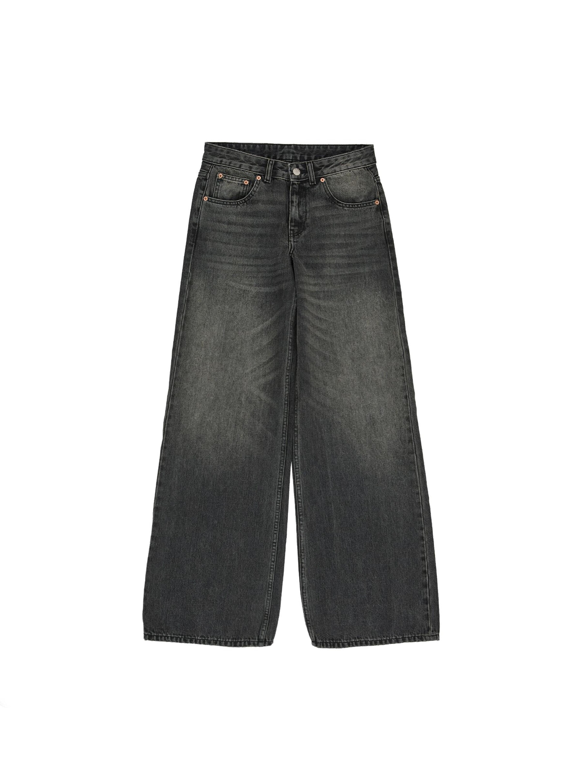 Dr. Denim Jeans 'Rhue Low Wide' in Zwart: voorkant