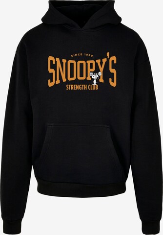 Merchcode Sweatshirt 'Peanuts - Strength Club' in Zwart: voorkant