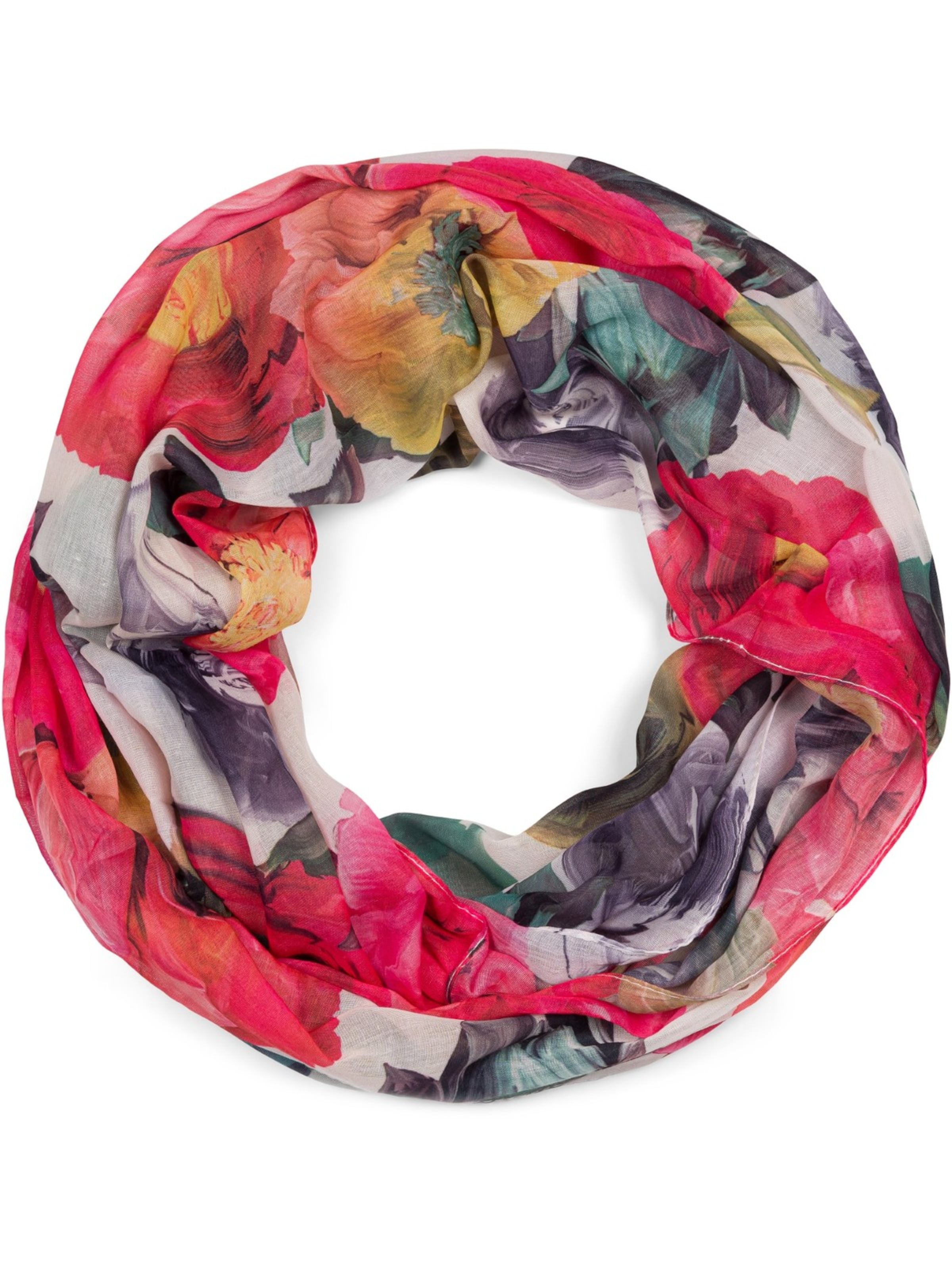 styleBREAKER Loop scarf 'Loop mit Blumen Muster' in Red: front