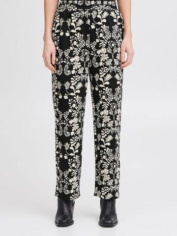 ICHI Regular Pants ' IHKATE PRINT PA29 ' in Black