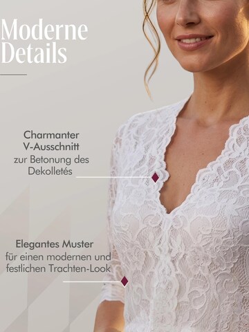Trachtenhof Nübler Traditional Blouse 'Dirndlbluse kurzarm Gea' in White