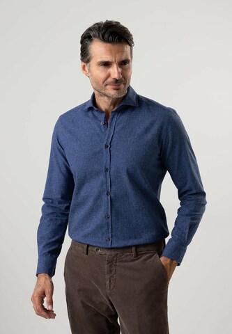 Black Label Shirt Regular Fit Businesshemd 'FLANNEL' in Blau: predná strana