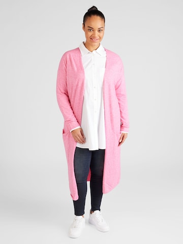 ONLY Carmakoma Knit Cardigan 'NEW ESLY' in Pink: front