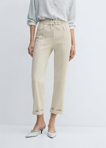 MANGO Tapered Pants 'Camila' in Beige: front