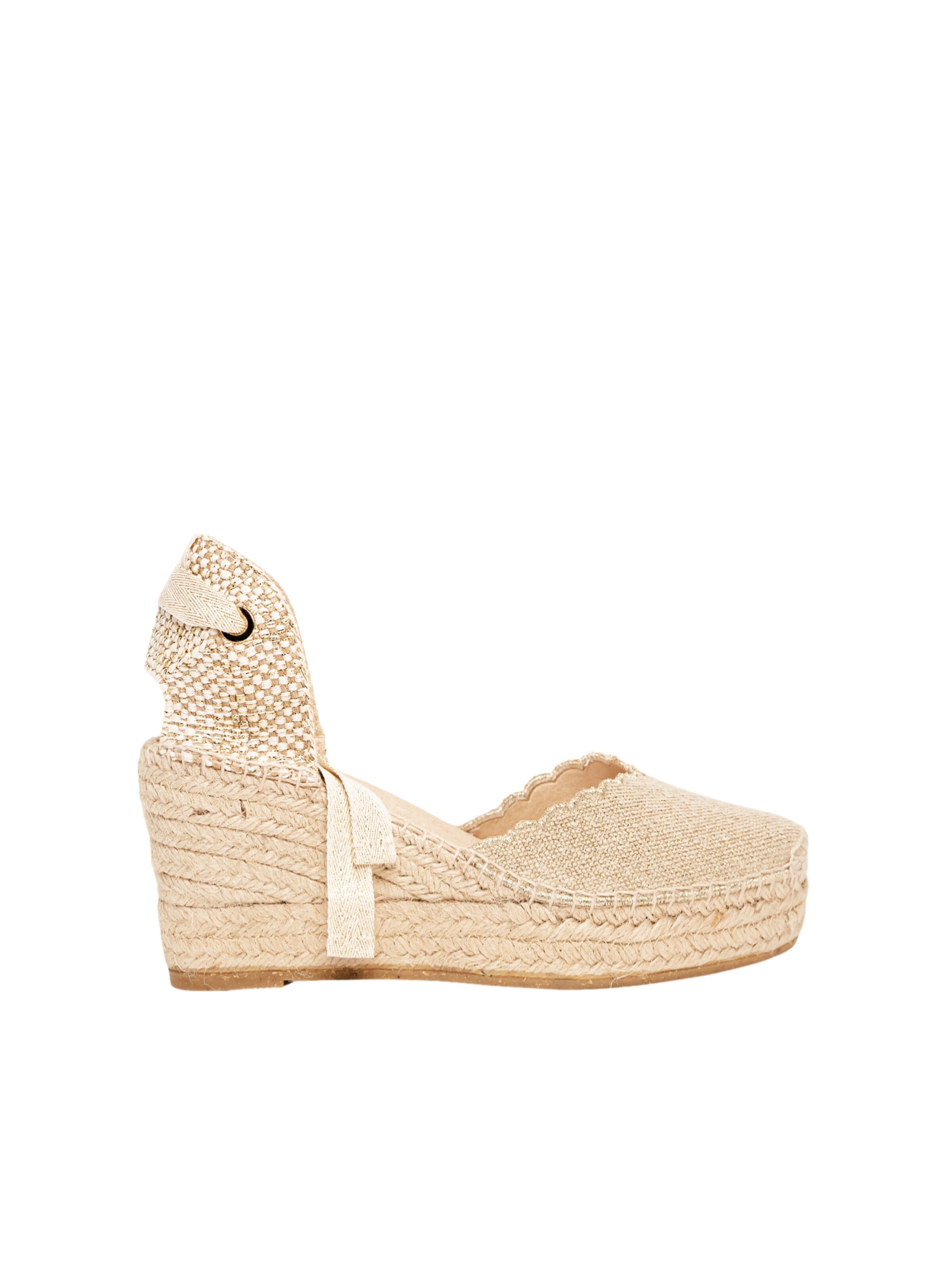 Alhamas Sandal 'Alpargata Cuña 8 cm' in Gold: front