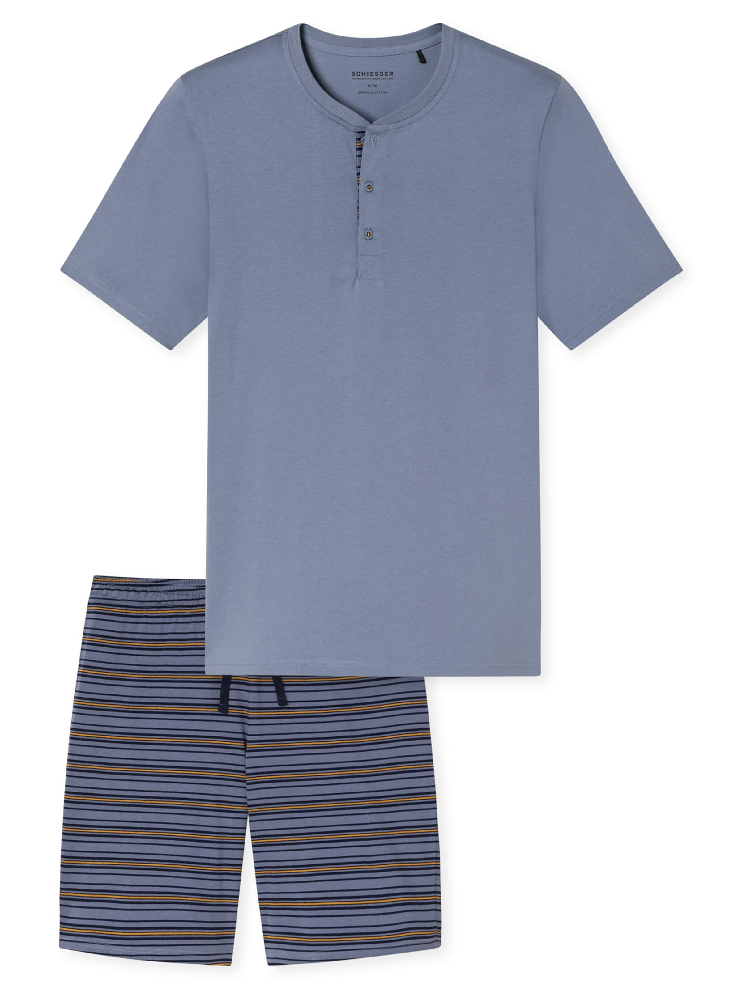 SCHIESSER Pyjama kort 'Casual Nightwear' in Blauw: voorkant
