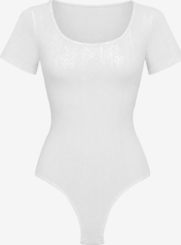 cfab - Body moldeador 'T-Shirt Bodysuit Sculpting Shapewear with String' en blanco: frente