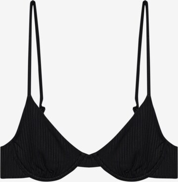 Pull&Bear Balconette Bikini Top in Black: front