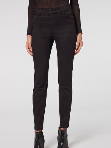 CALZEDONIA Skinny Jeans in Black: front