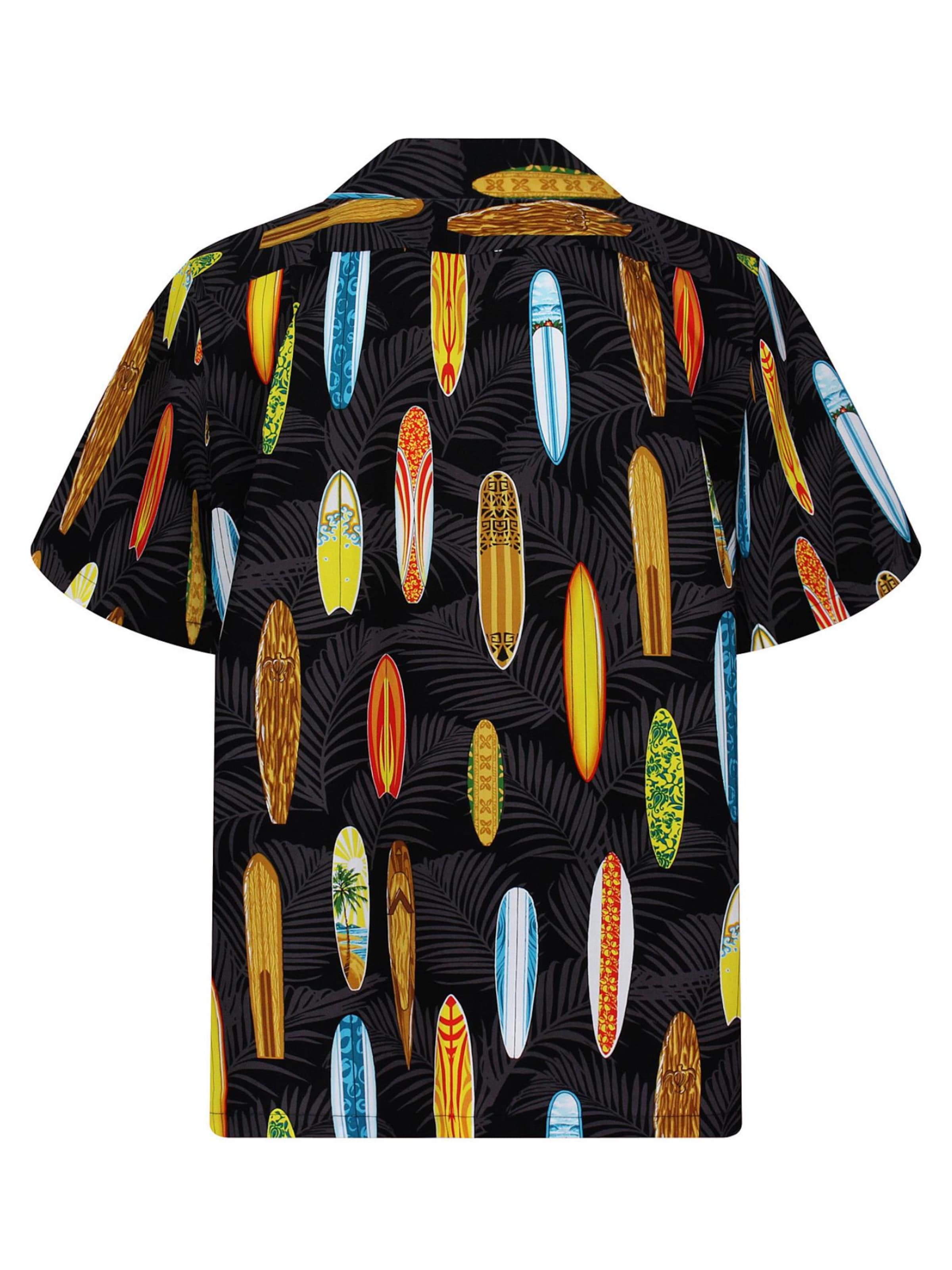 KY's Regular fit Button Up Shirt 'Surfbretter Allover' in Black
