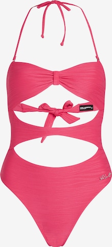 rožinė Karl Lagerfeld Bandeau Maudymosi kostiumėlis: priekis