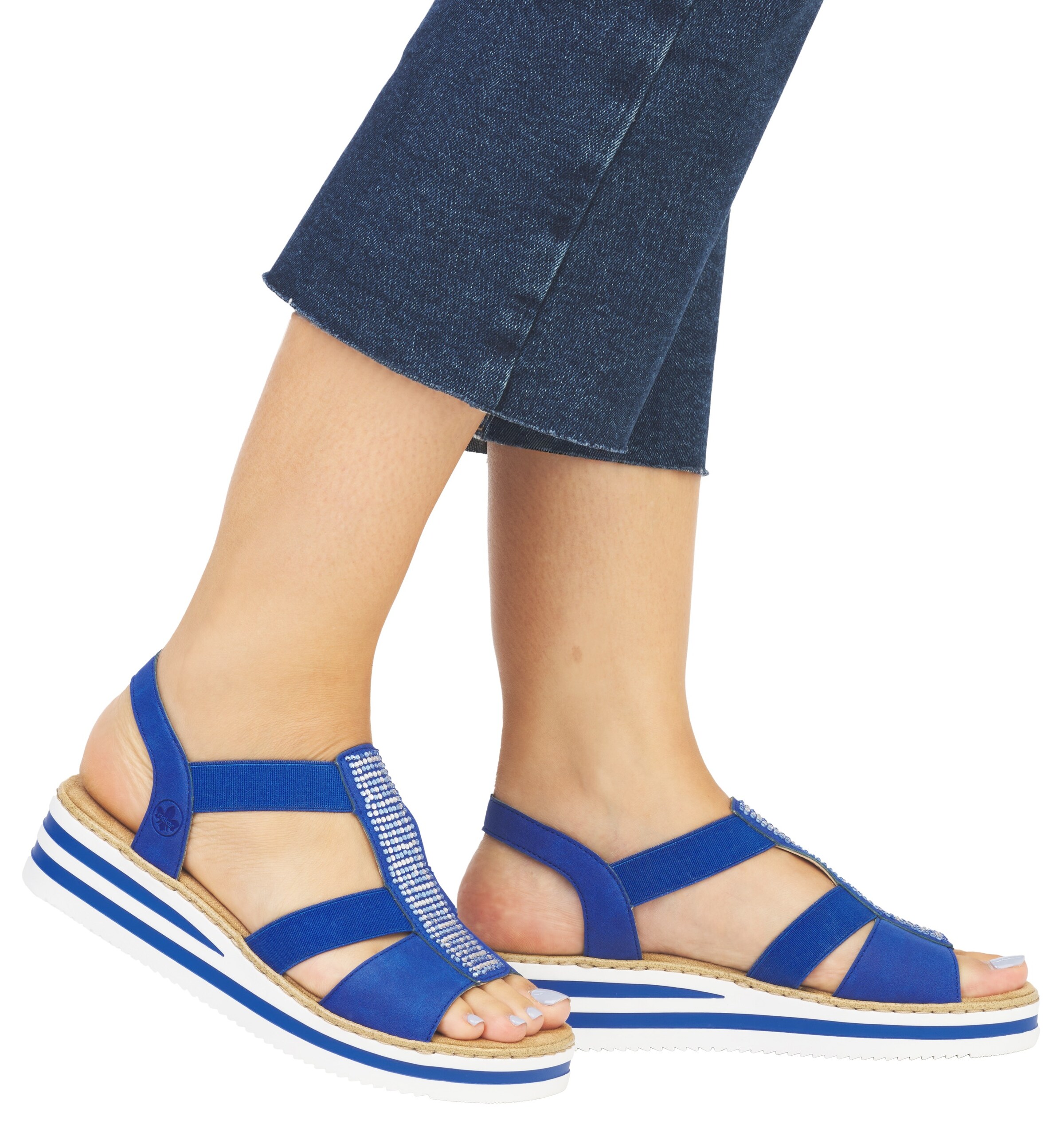 Sandales Rieker en bleu : devant