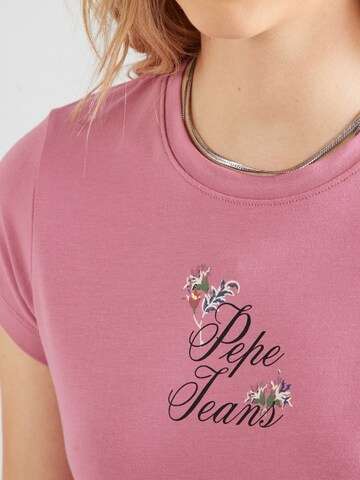 Pepe Jeans Μπλουζάκι 'FLORAL IV' σε ροζ