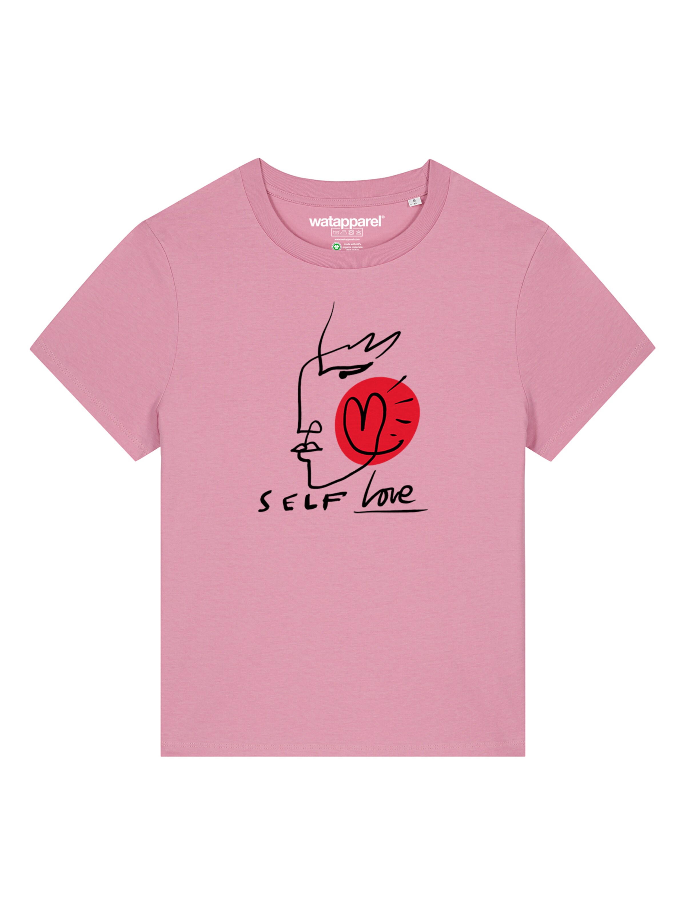 T-shirt 'Self Love' Watapparel en rose : devant