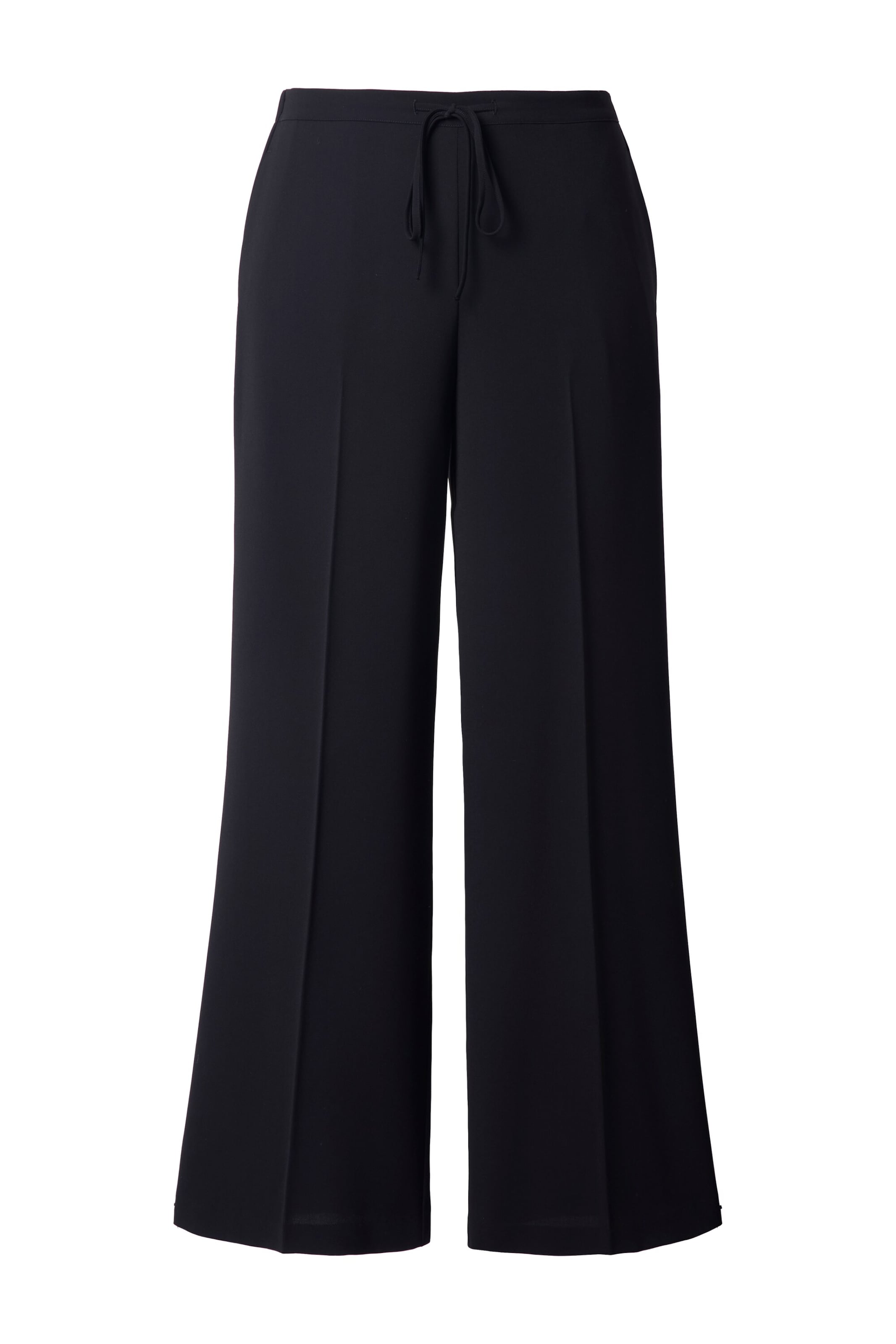 Ulla Popken Wide leg Παντελόνι με τσάκιση σε μαύρο: μπροστά