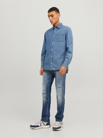 JACK & JONES Normalny krój Jeansy 'Mike' w kolorze niebieski