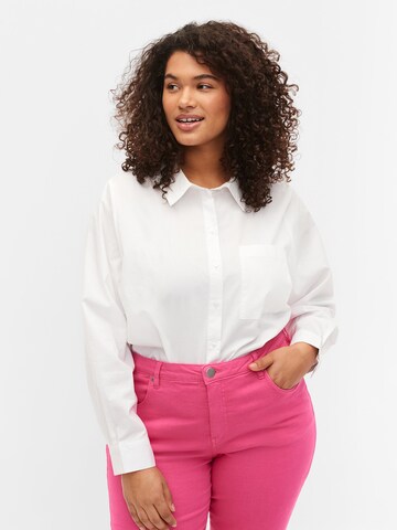 Zizzi Blouse 'Kammi' in Wit: voorkant