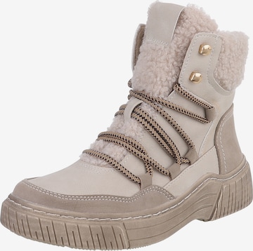 Ital-Design Schnürstiefelette in Beige: Vorderseite