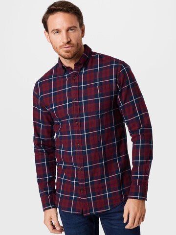 JACK & JONES Slim fit Button Up Shirt in Red: front