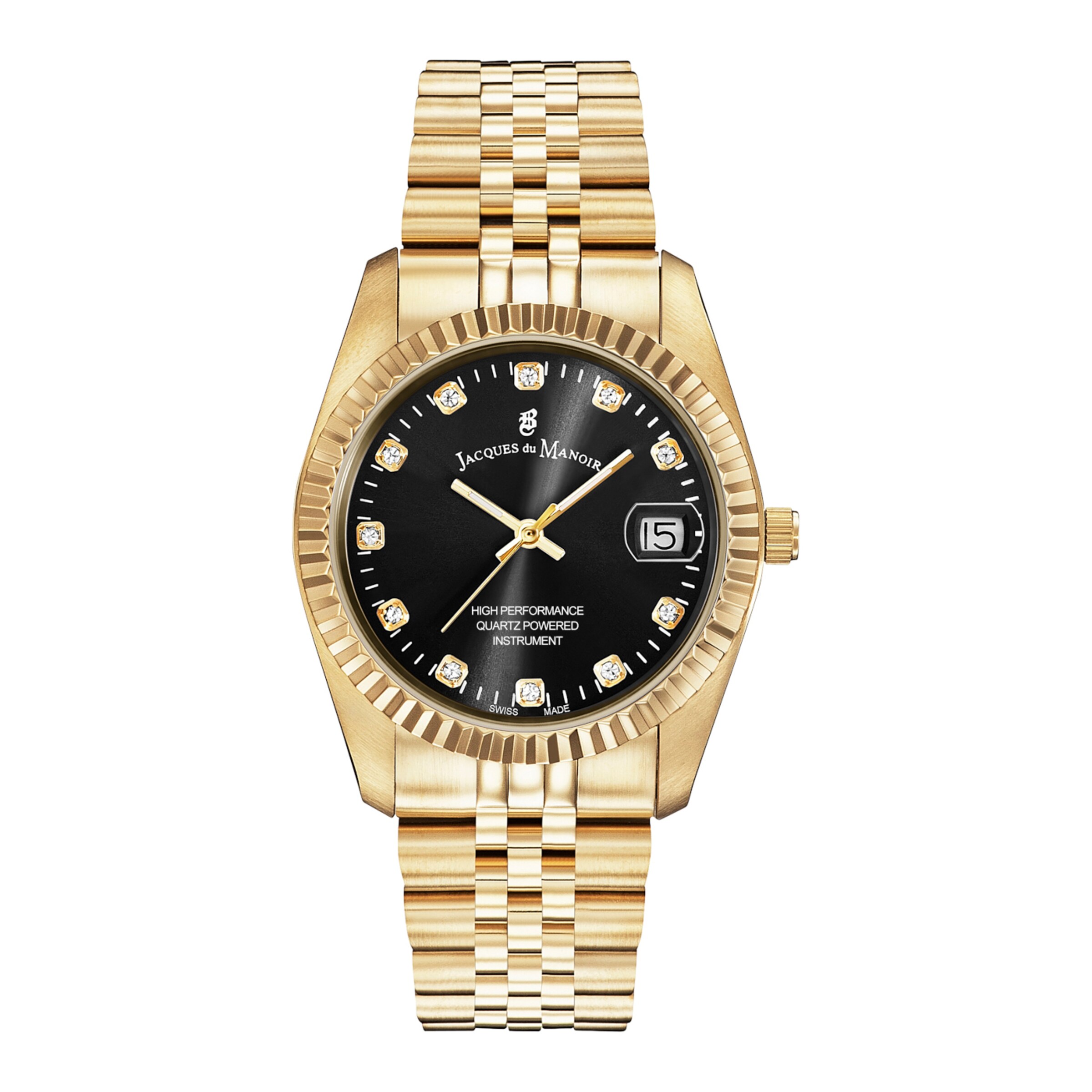 Montre à affichage analogique Jacques du Manoir en or : devant