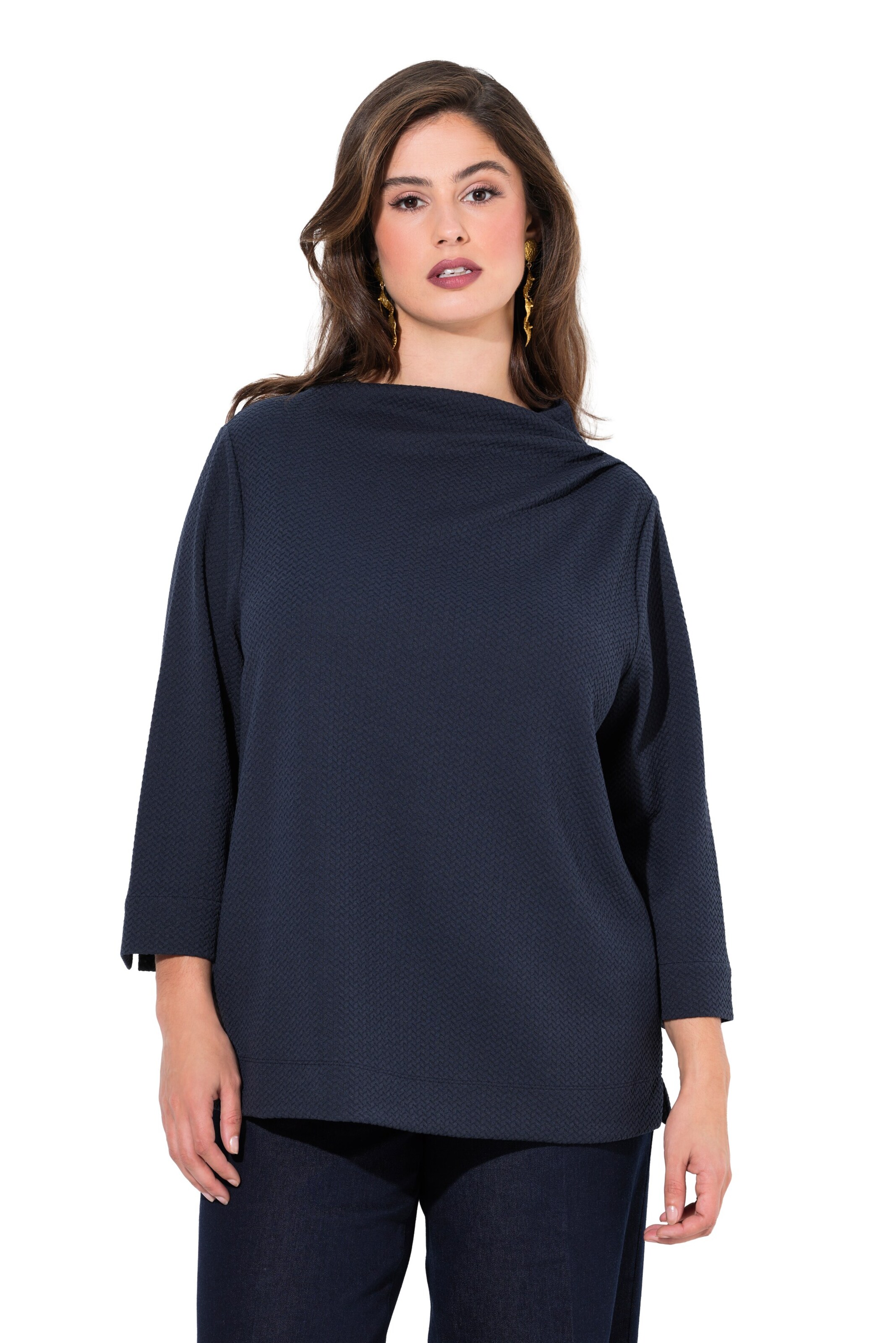 Ulla Popken Sweatshirt in Blauw: voorkant