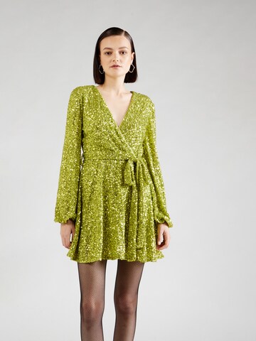 Robe de cocktail 'BAROL' Bardot en vert : devant