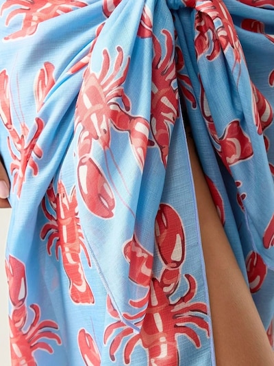 Hiccup Strandtuch in hellblau / orangerot, Produktansicht