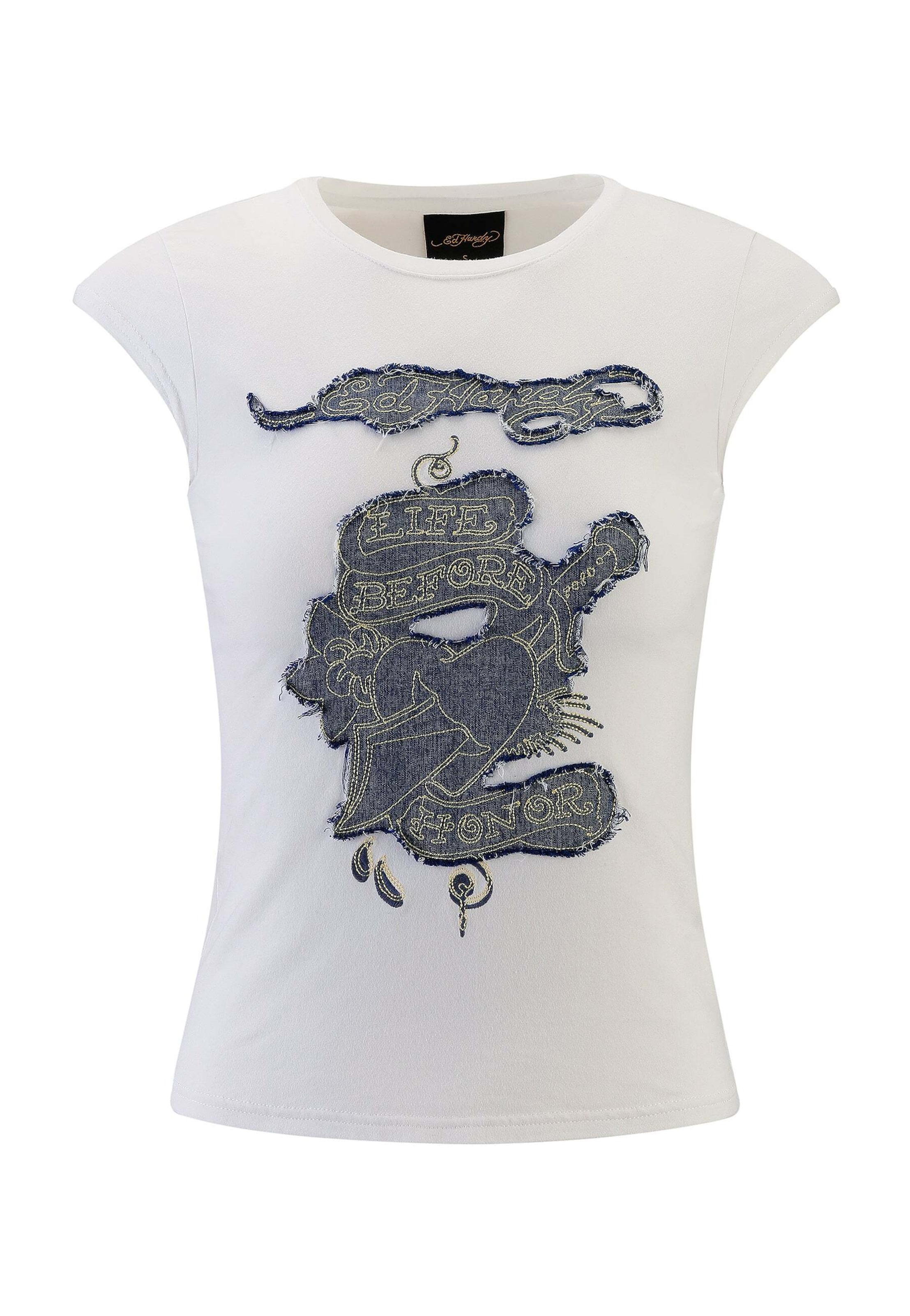 Ed Hardy Shirt 'Life Before Honor' in White: front