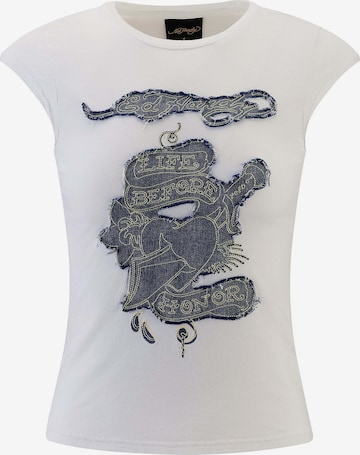 Ed HardyMajica 'Life Before Honor' - bijela boja: prednji dio