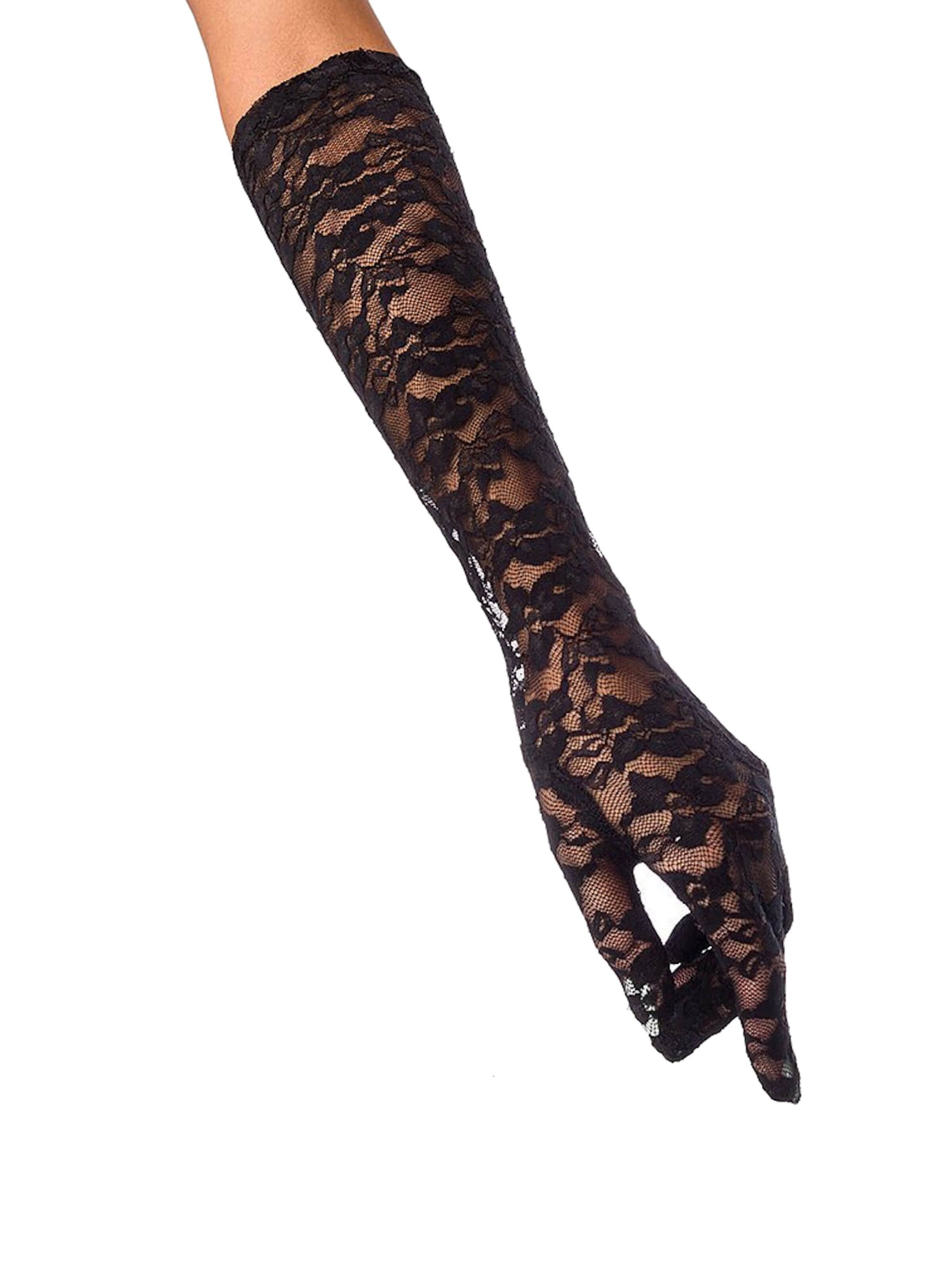 Dirndline Full Finger Gloves 'Spitzenhandschuhe, lang' in Black