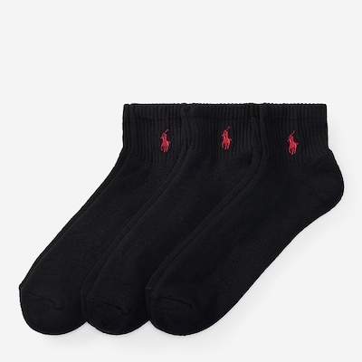 Polo Ralph Lauren Čarape 'QUARTER' u crvena / crna, Pregled proizvoda