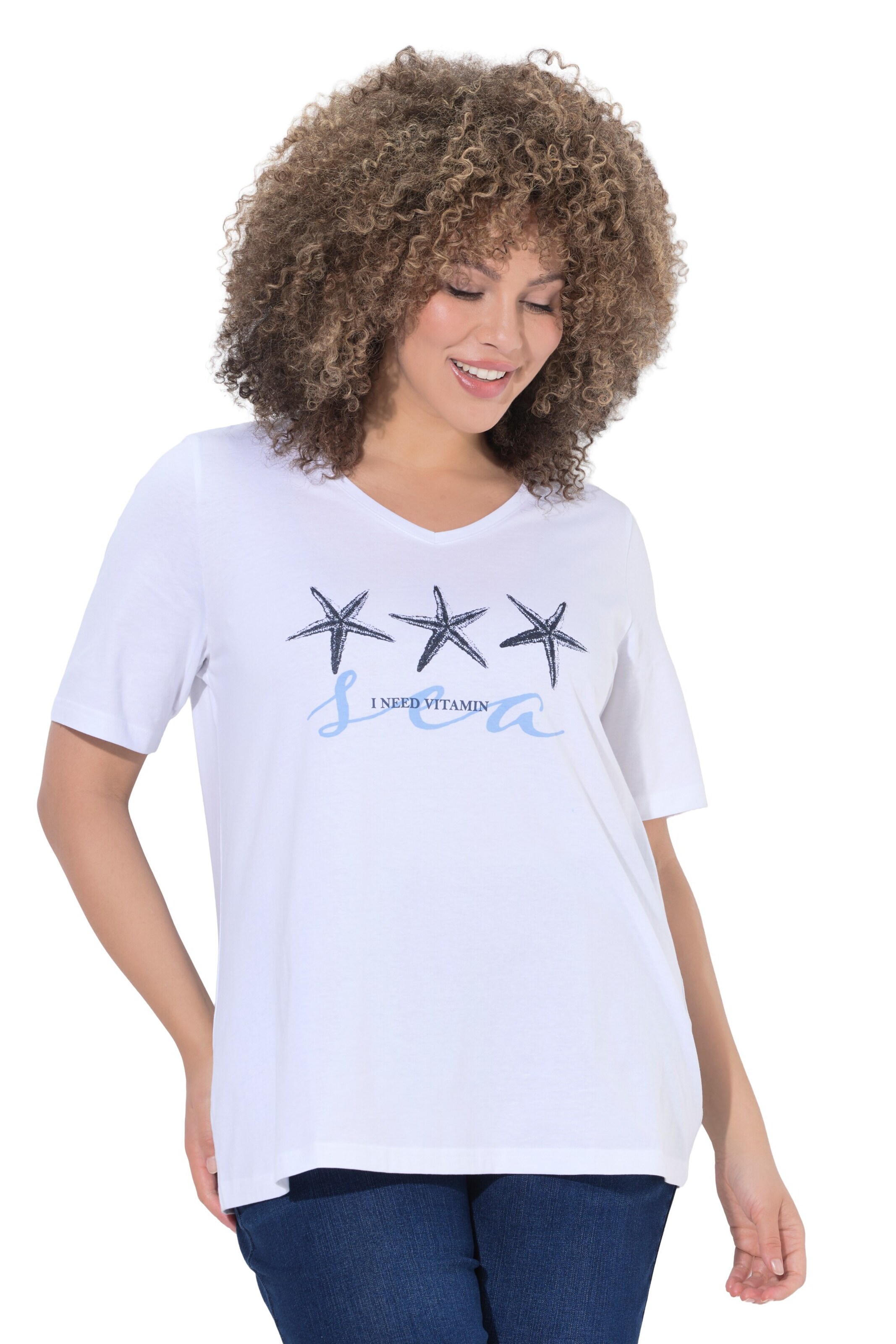 Ulla Popken Oversized Shirt in White: front
