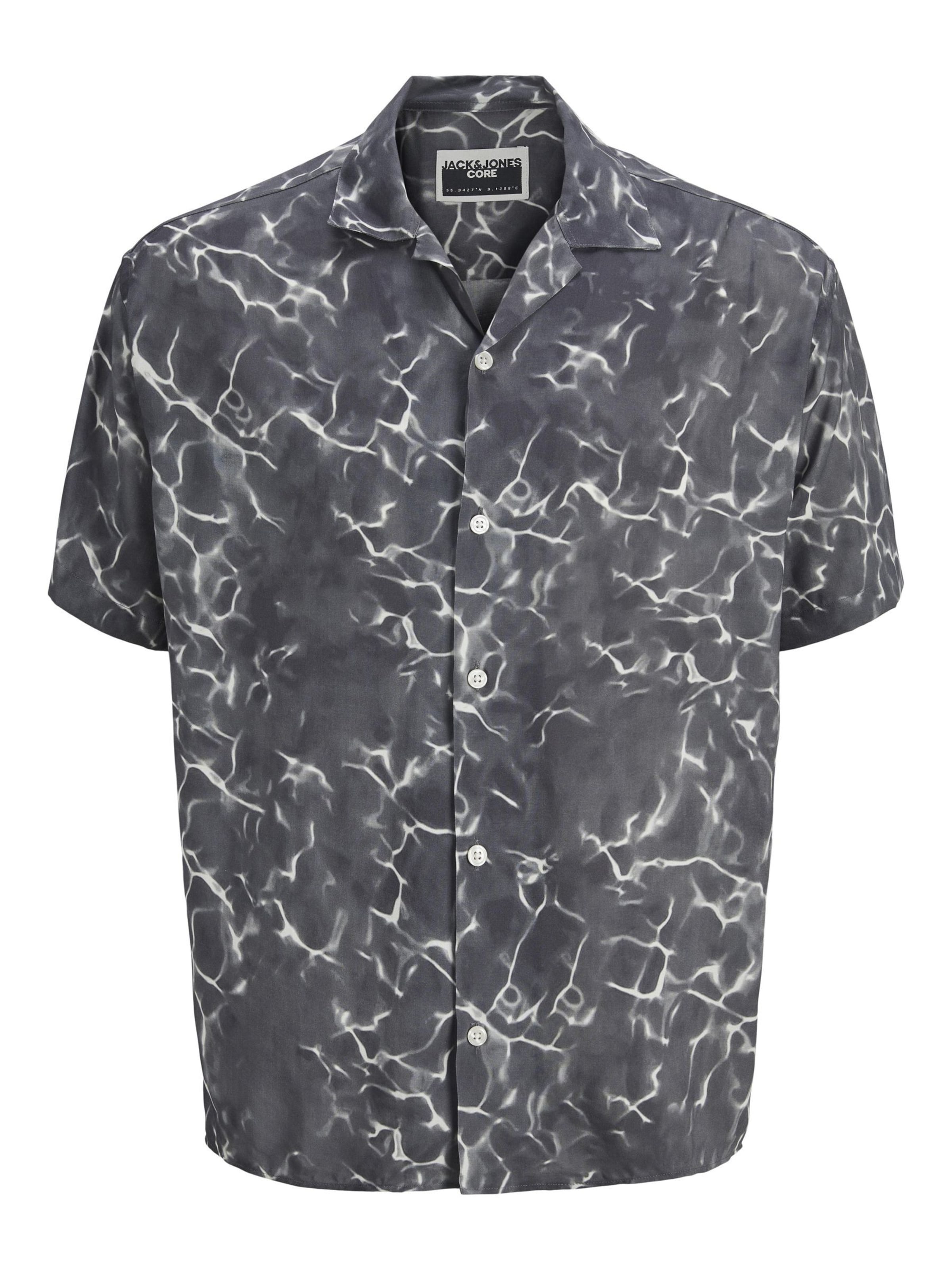 JACK & JONES Comfort fit Button Up Shirt 'JCOInfinity' in Black: front