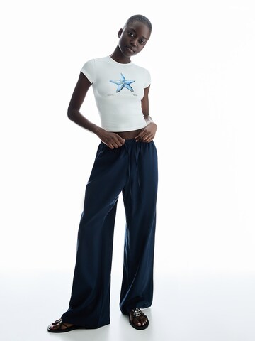 Wide Leg Pantalon Bershka en bleu : devant