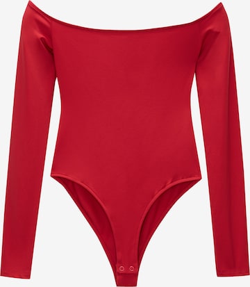 Pull&Bear Shirt body in Rood: voorkant