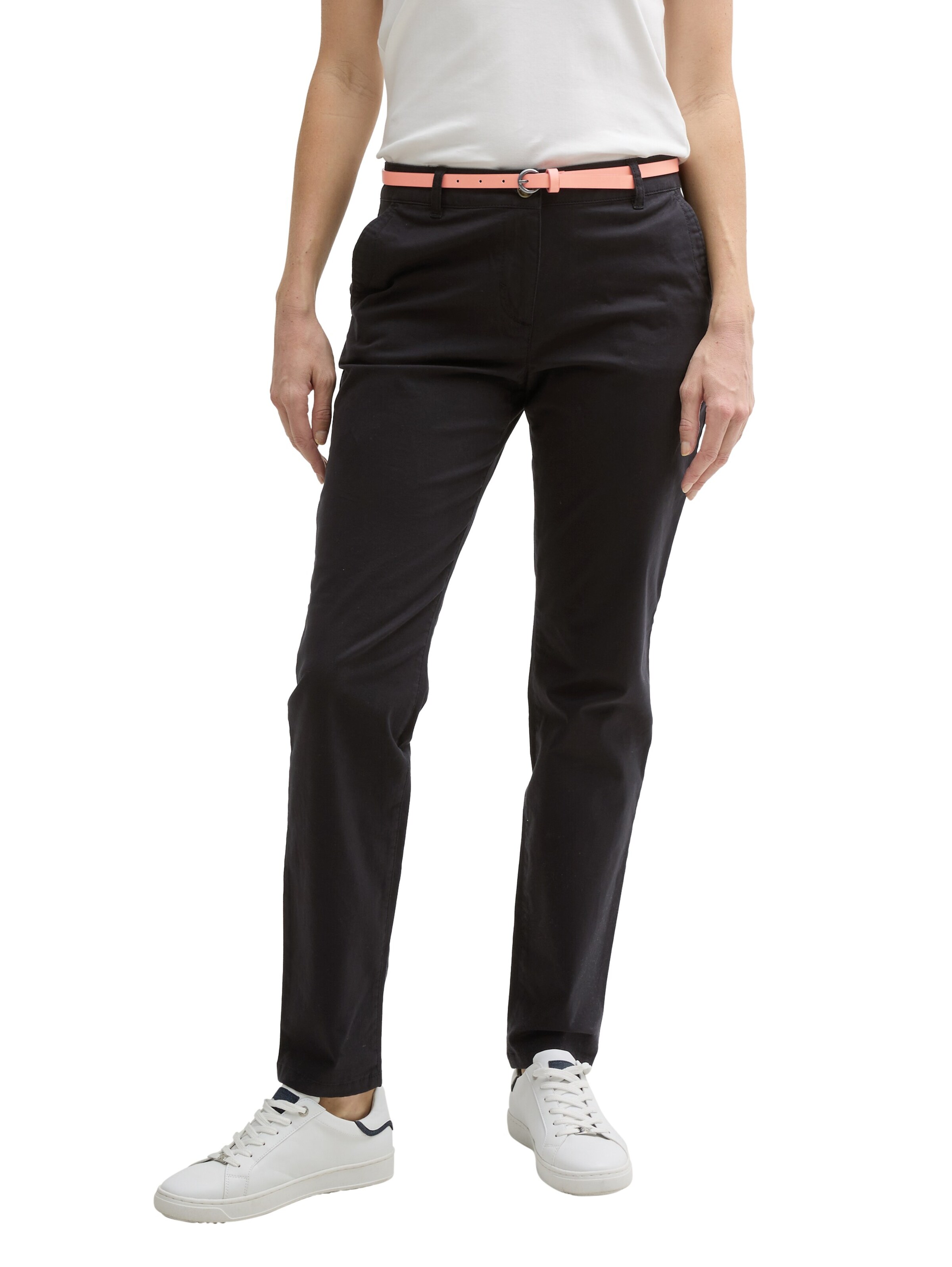 TOM TAILOR Regular Панталон Chino в черно: отпред