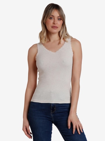 admas - Top 'Camiseta Sin Mangas Romantic Rib para Mujer' en beige: frente