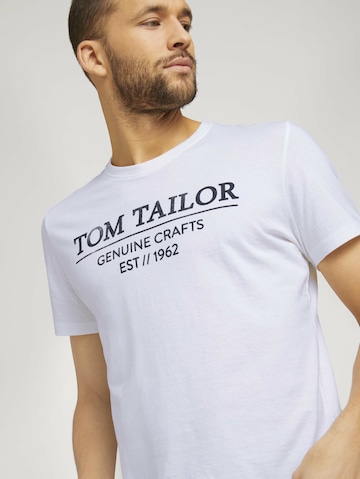 balta TOM TAILOR Standartinis modelis Marškinėliai