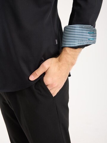 Slim fit Camicia 'Roma' di 7Camicie in nero