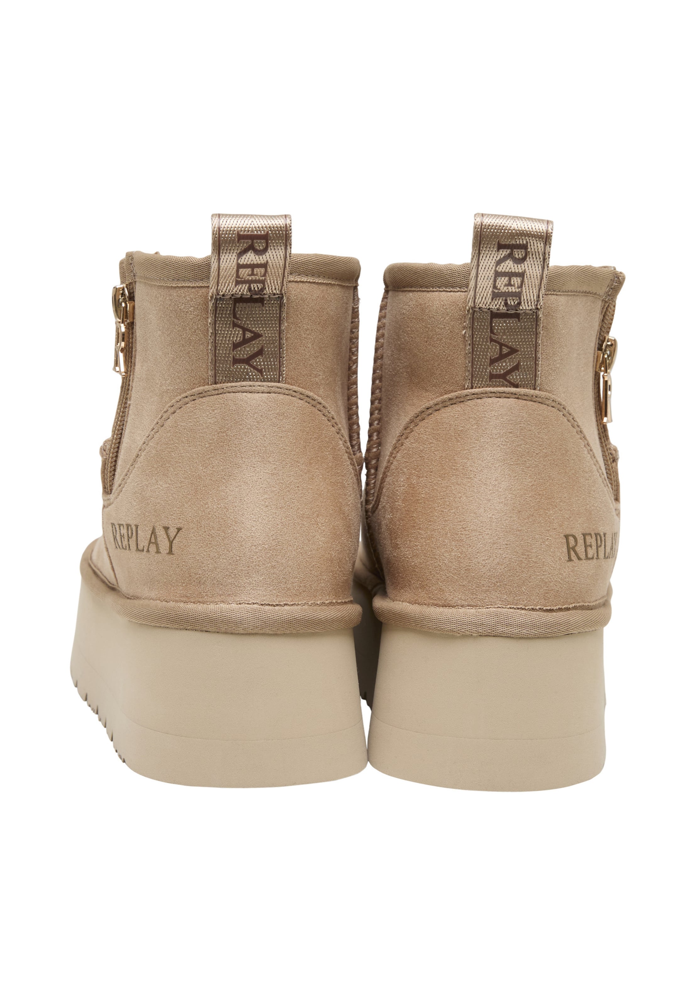 REPLAY Boots 'Zip' in Beige